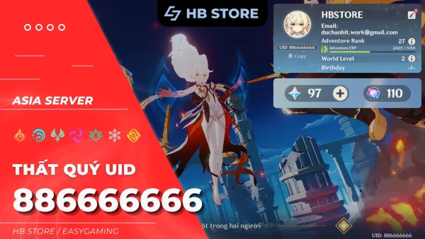 Tài khoản Genshin UID Đẹp - Thất Quý UID - 886666666 - 110 rolls